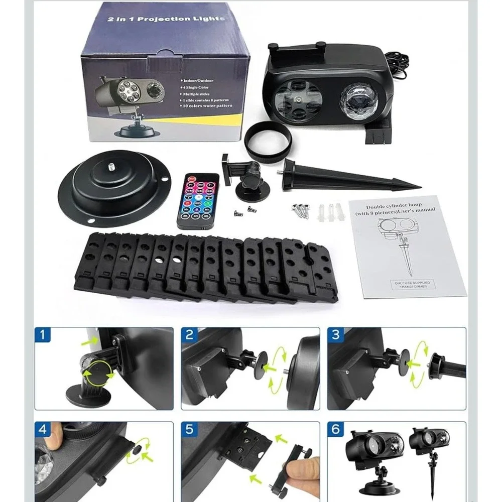 Holiday Projector Light Outdoor‎ 2 in 1 Christmas Halloween Black Waterproof